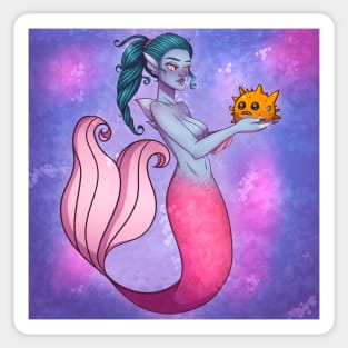 Mermaid & Blowfish Sticker